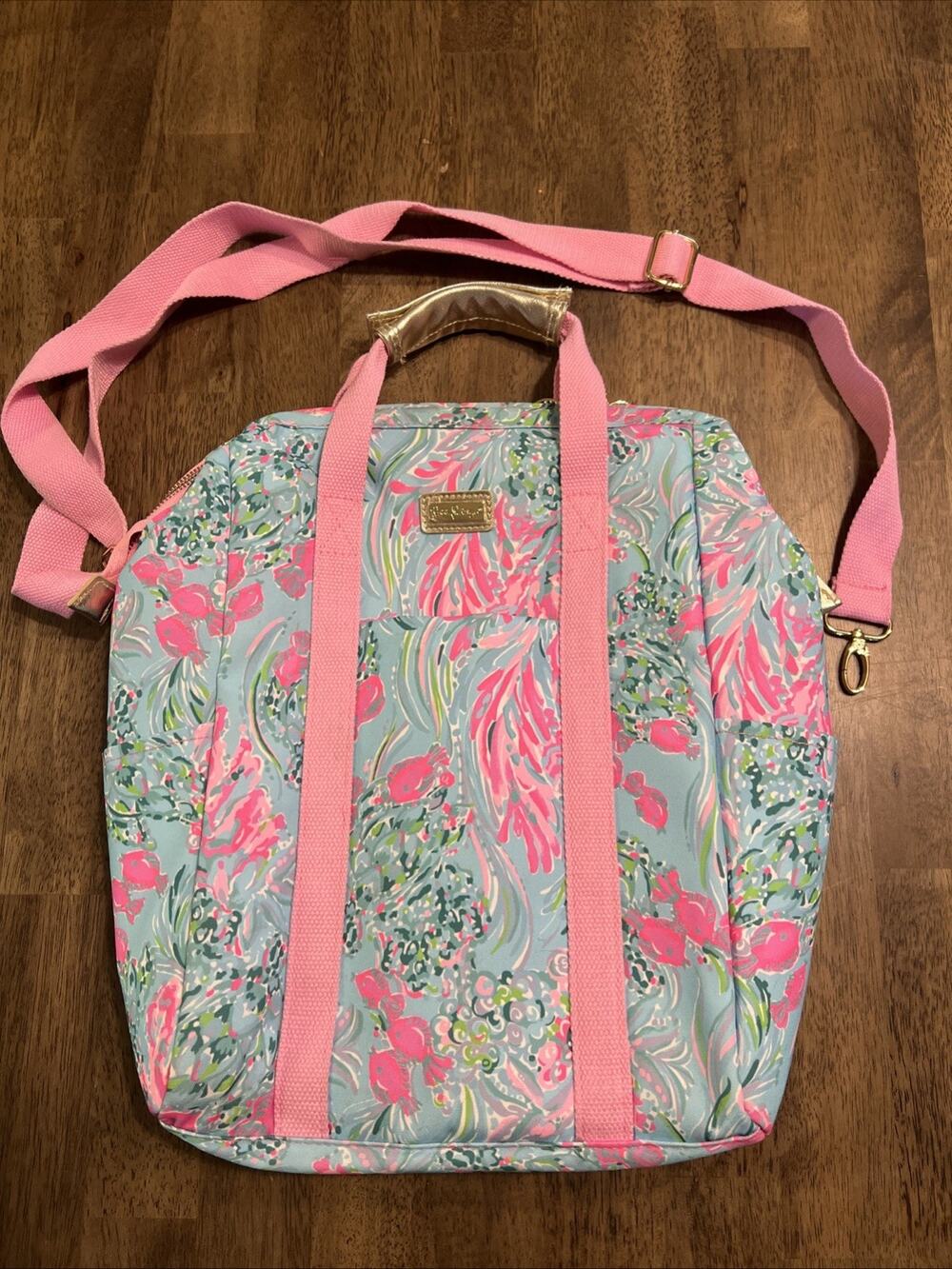 Lilly Pulitzer Insulted Backpack Cooler Large Capacity, Pink/Blue